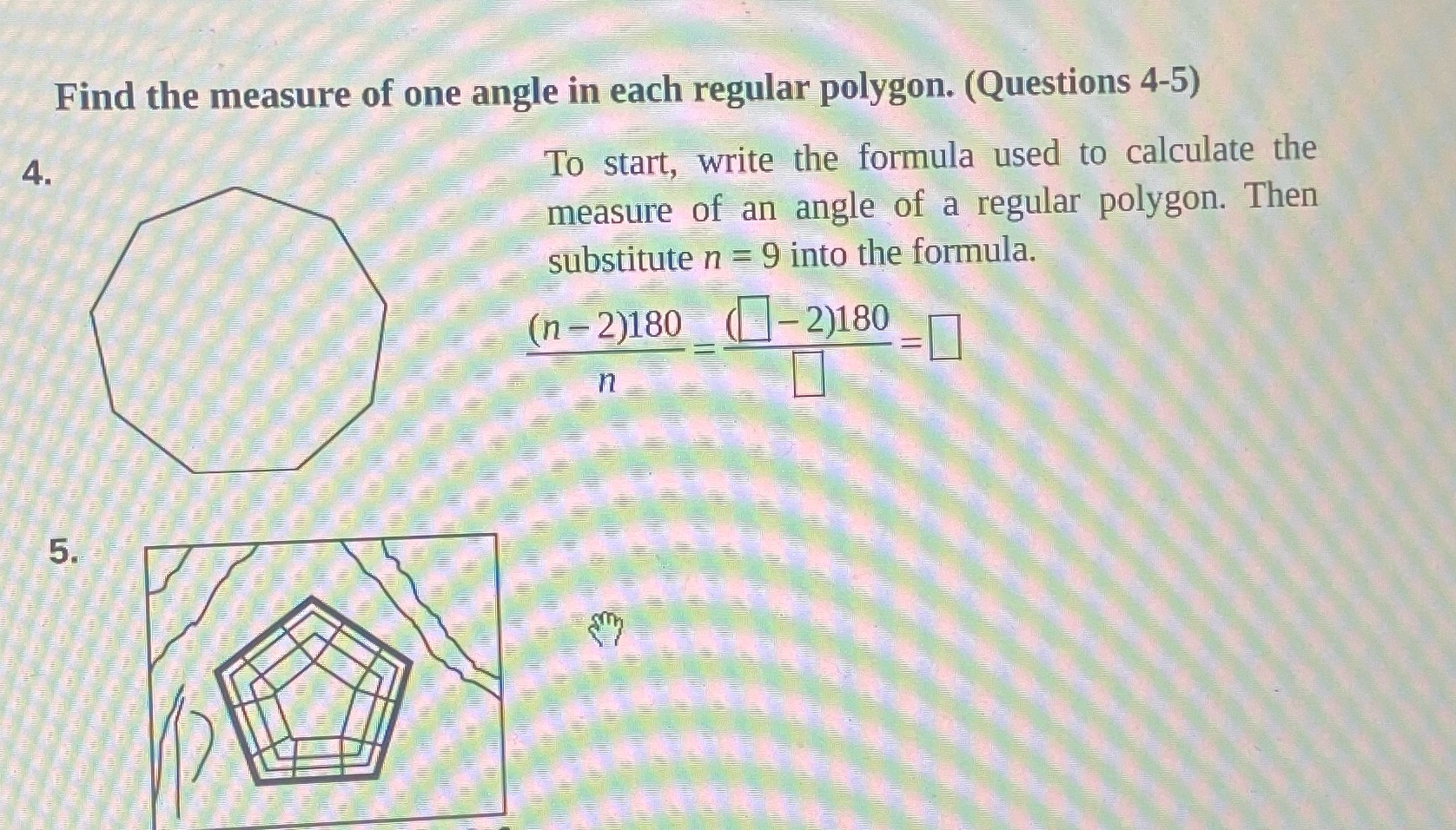 I need help with number 5 Find the measure of one