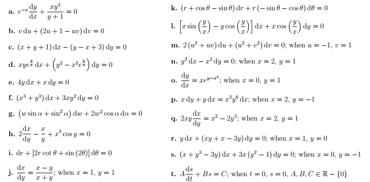 Choose 3 separable differential equations.Choose