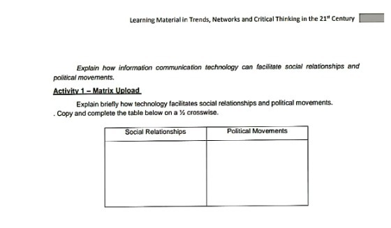 Learning Material in Trends, Networks and