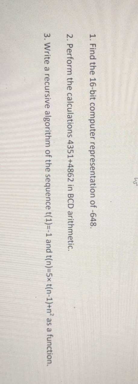 Discrete mathematics 1. Find the 16-bit computer