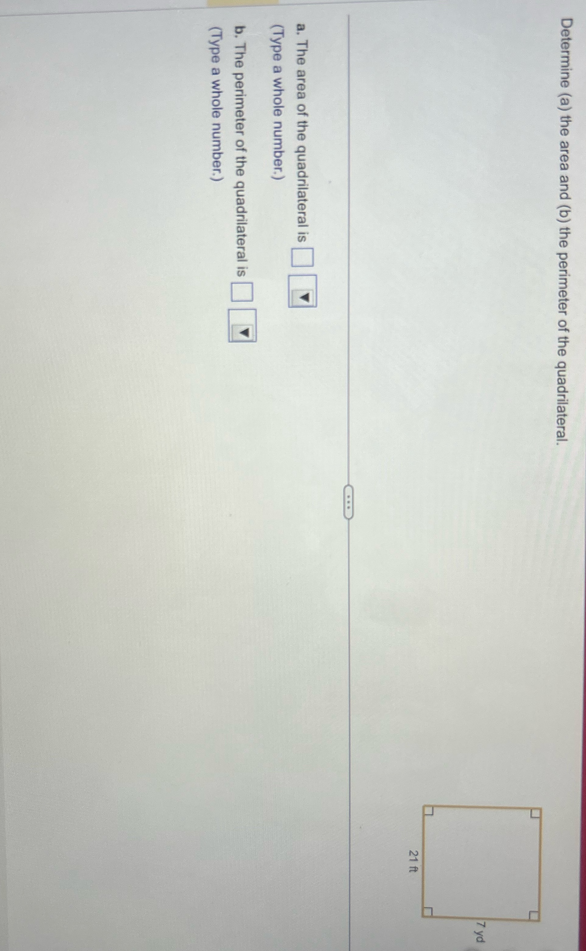 Help Determine (a) the area and (b) the perimeter