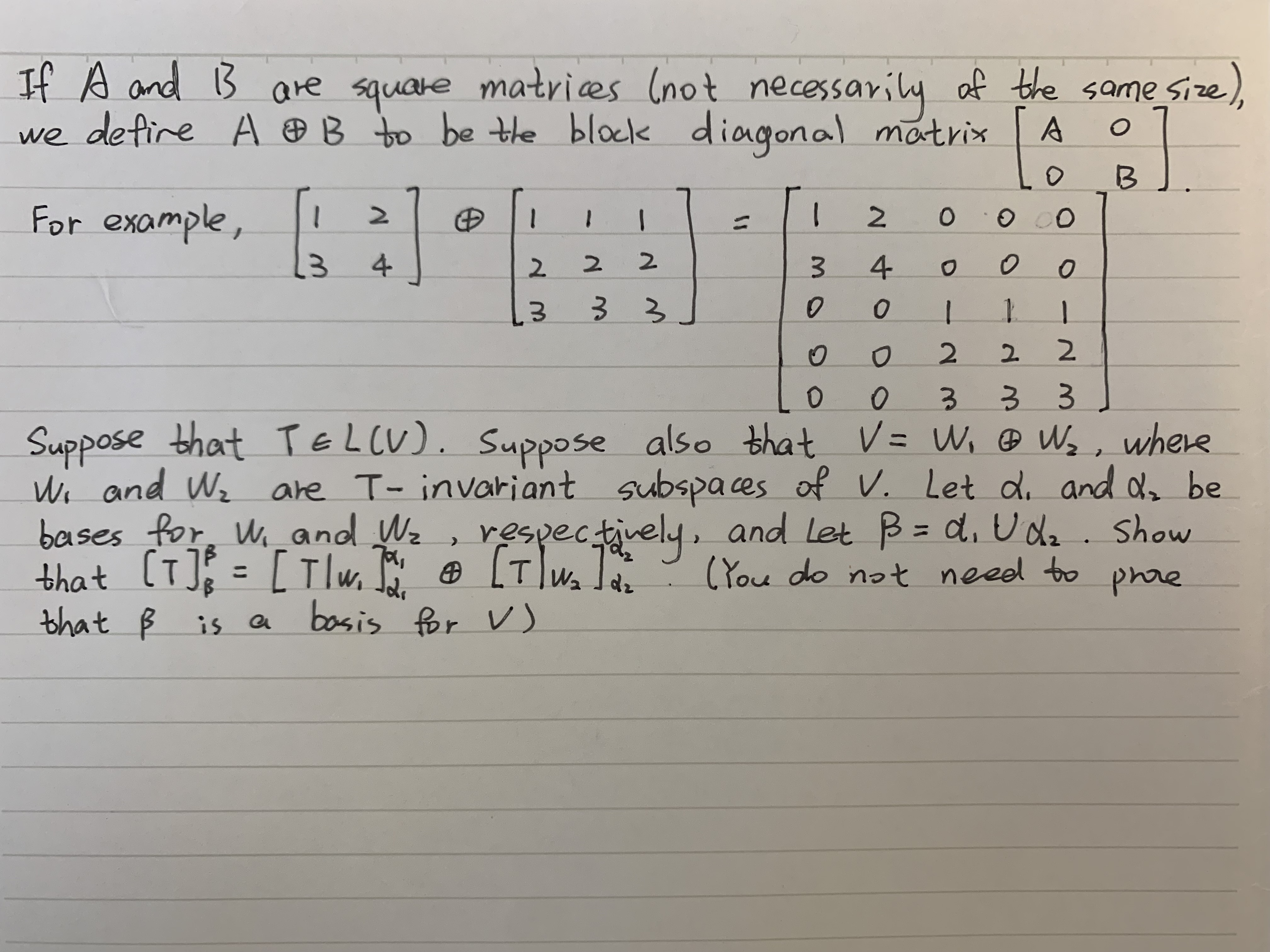 If A and 13 are square matrices ( not necessarily