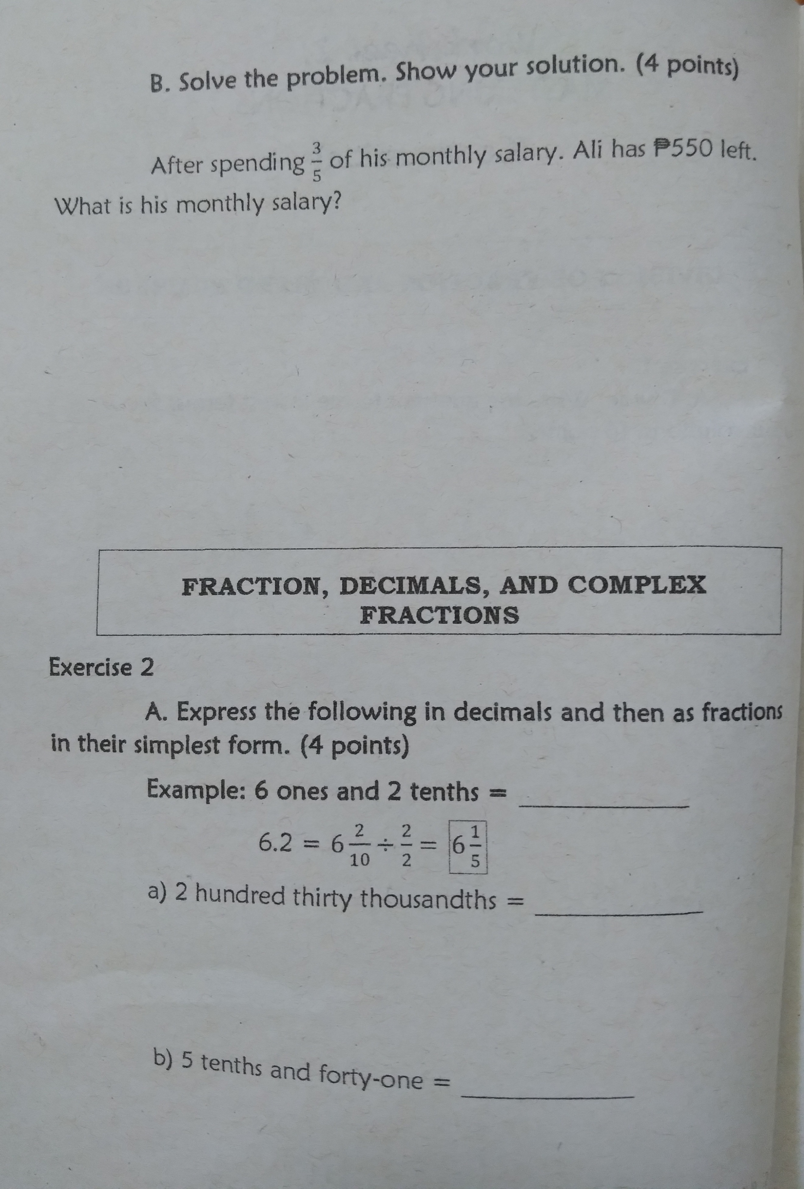 MASTERING FRACTIONS (Continuation) DIVISION OF