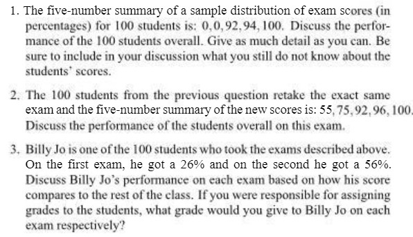 1. The five-number summary of a sample