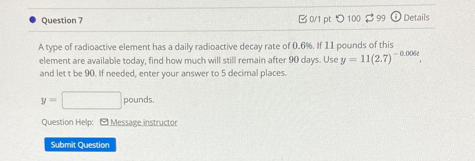 No explanation needed, just answers Question 7