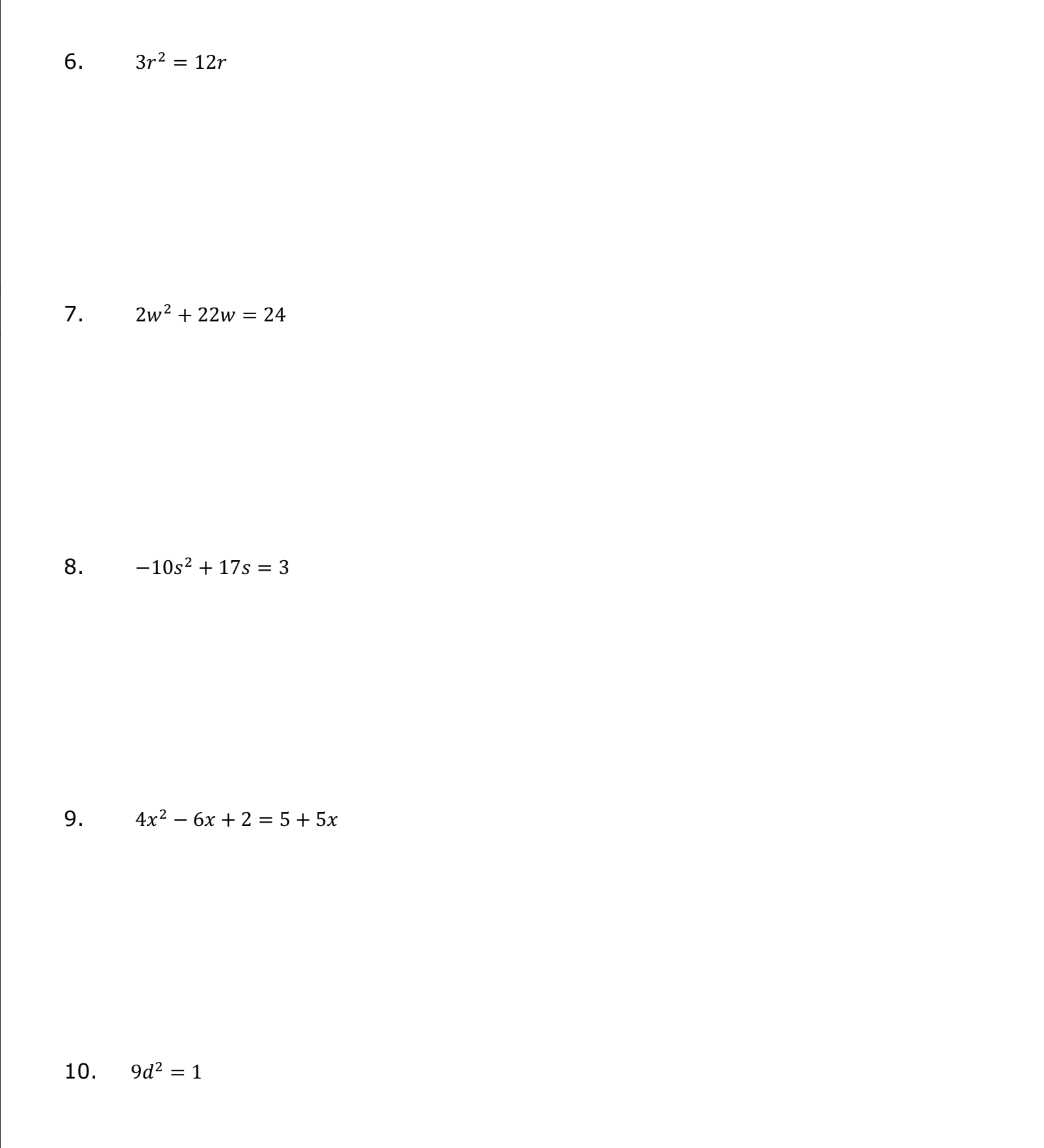 PART 1. \f\f\f\fThe equation x2 + 3 = 4 can be