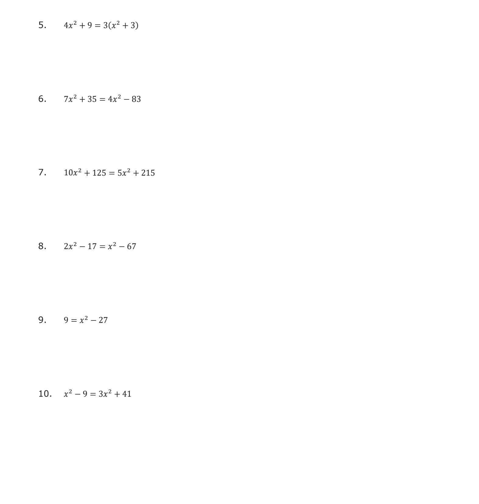 PART 1. \f\f\f\fThe equation x2 + 3 = 4 can be