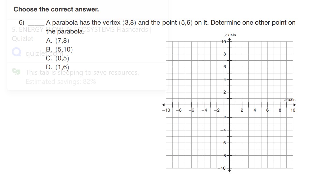 Choose the correct answer. 6) A parabola has the