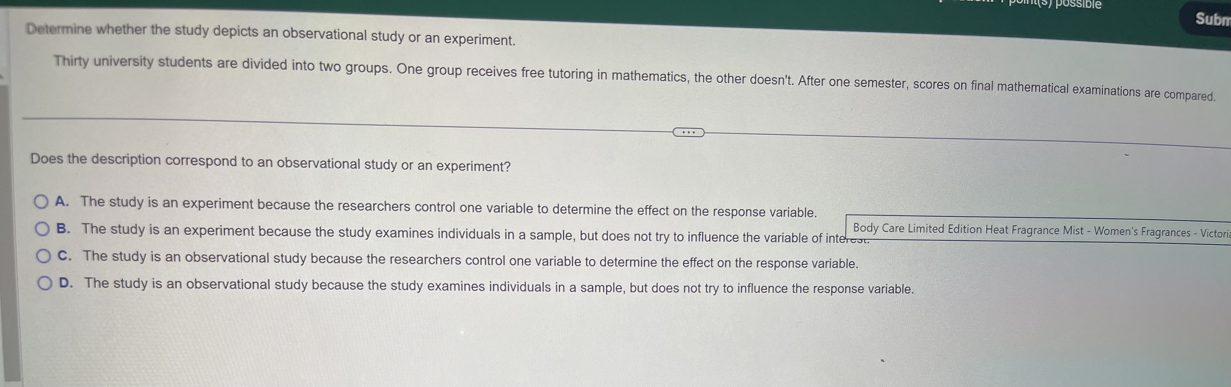 Question 2 Determine whether the variable is