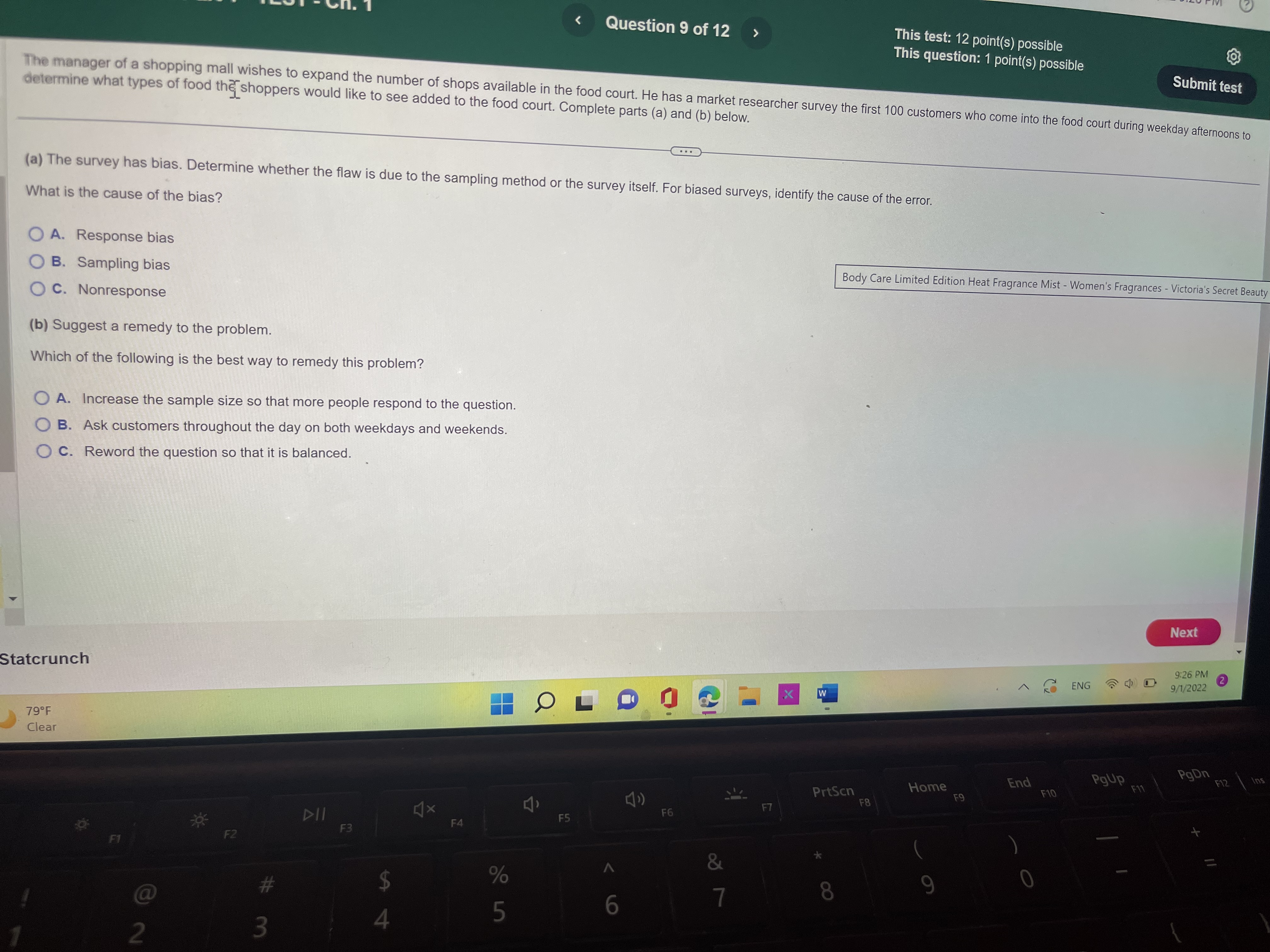 Question 2 Determine whether the variable is