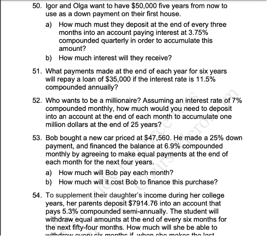50. Igor and Olga want to have $50,000 five years