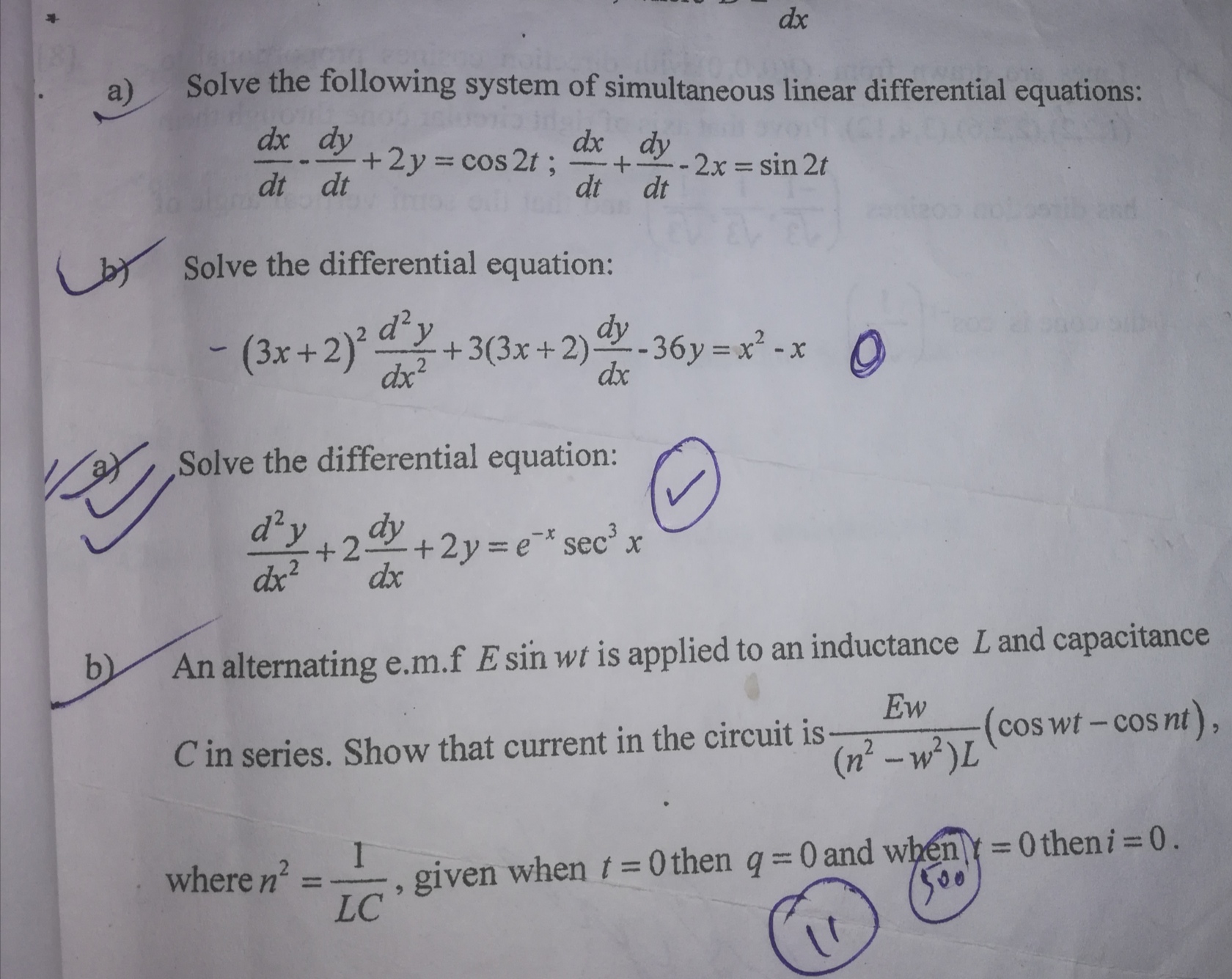 Please help i need answer of these 4 parts dx a)