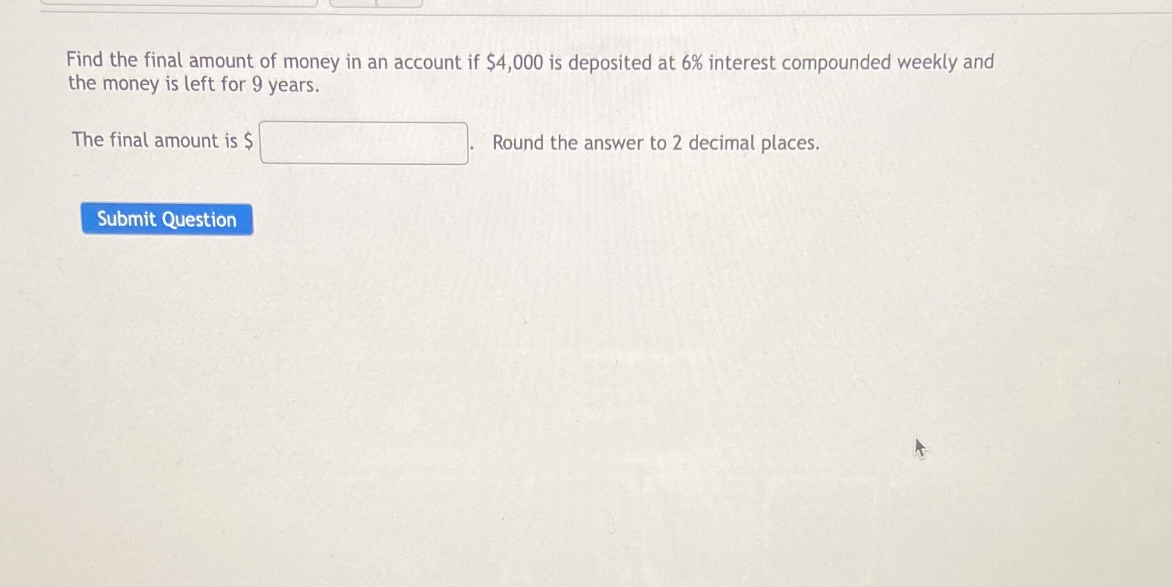 Find the final amount of money in an account if