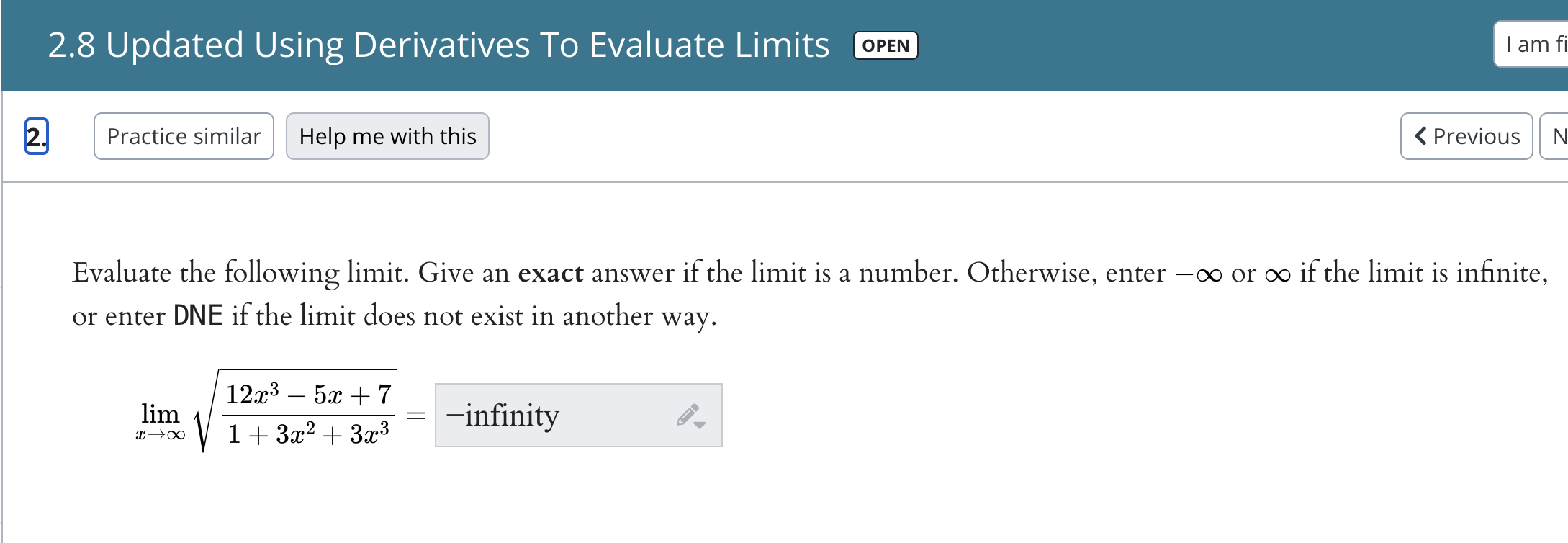 2.8 Updated Using Derivatives To Evaluate Limits