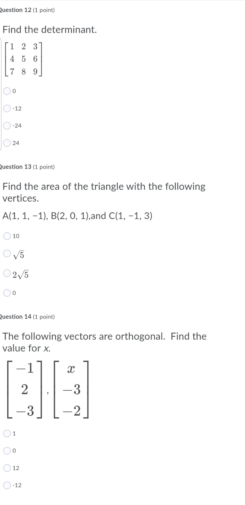 answer questions only luestion 12 (1 point} Find