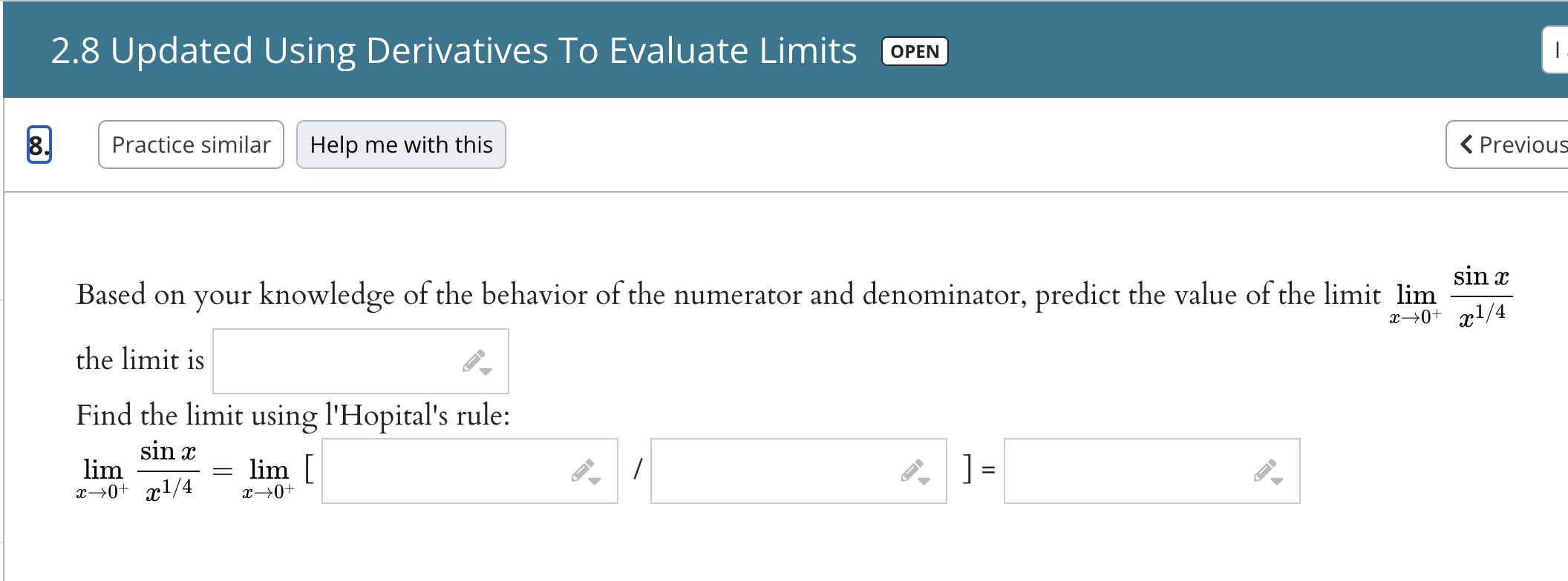 2.8 Updated Using Derivatives To Evaluate Limits