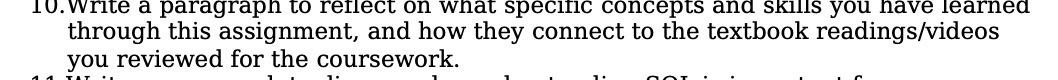 10. Write a paragraph to reflect on what specific