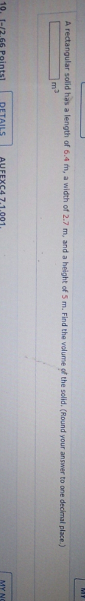 I do not know A rectangular solid has a length of