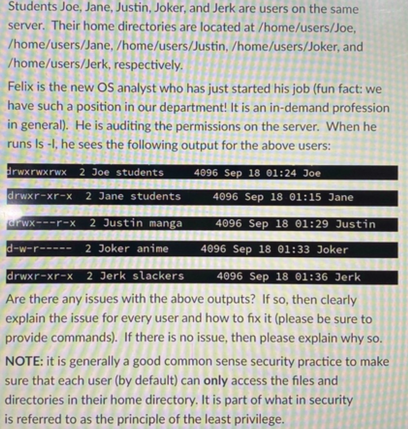 Students Joe. Jane. Justin. Joker. and Jerk are