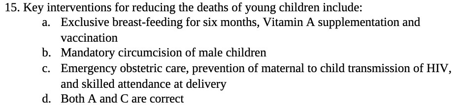 15. Key interventions for reducing the deaths of