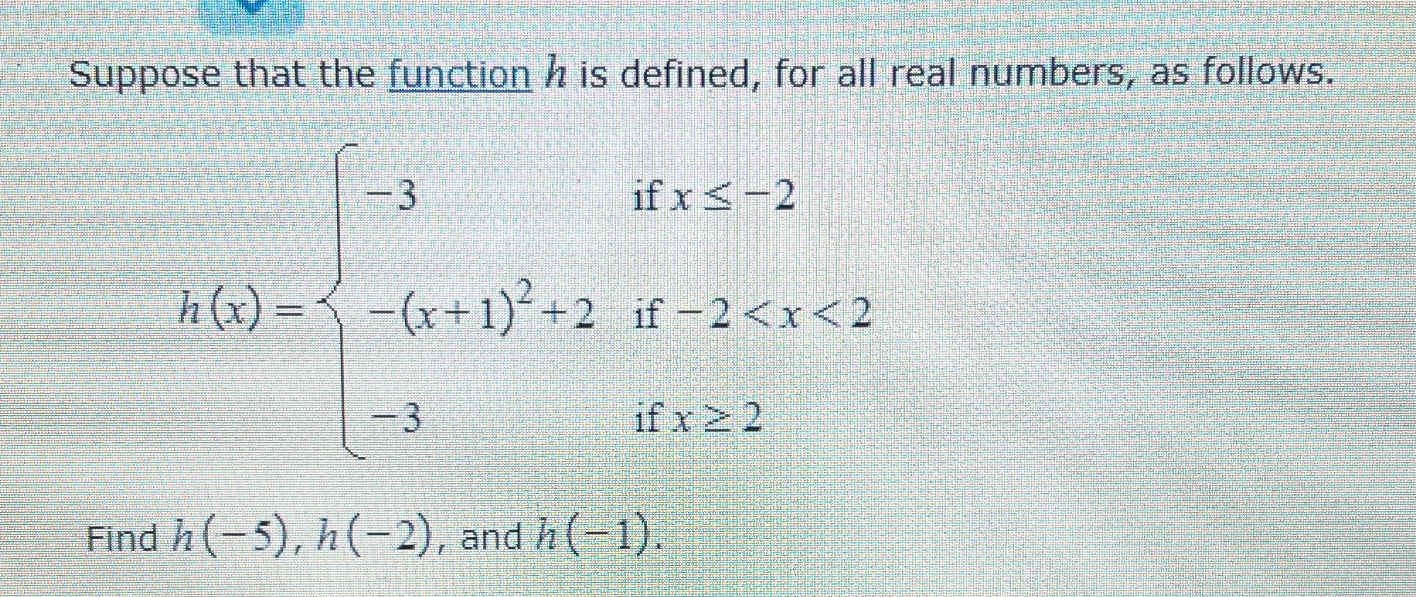 Suppose that the function h is defined, for all