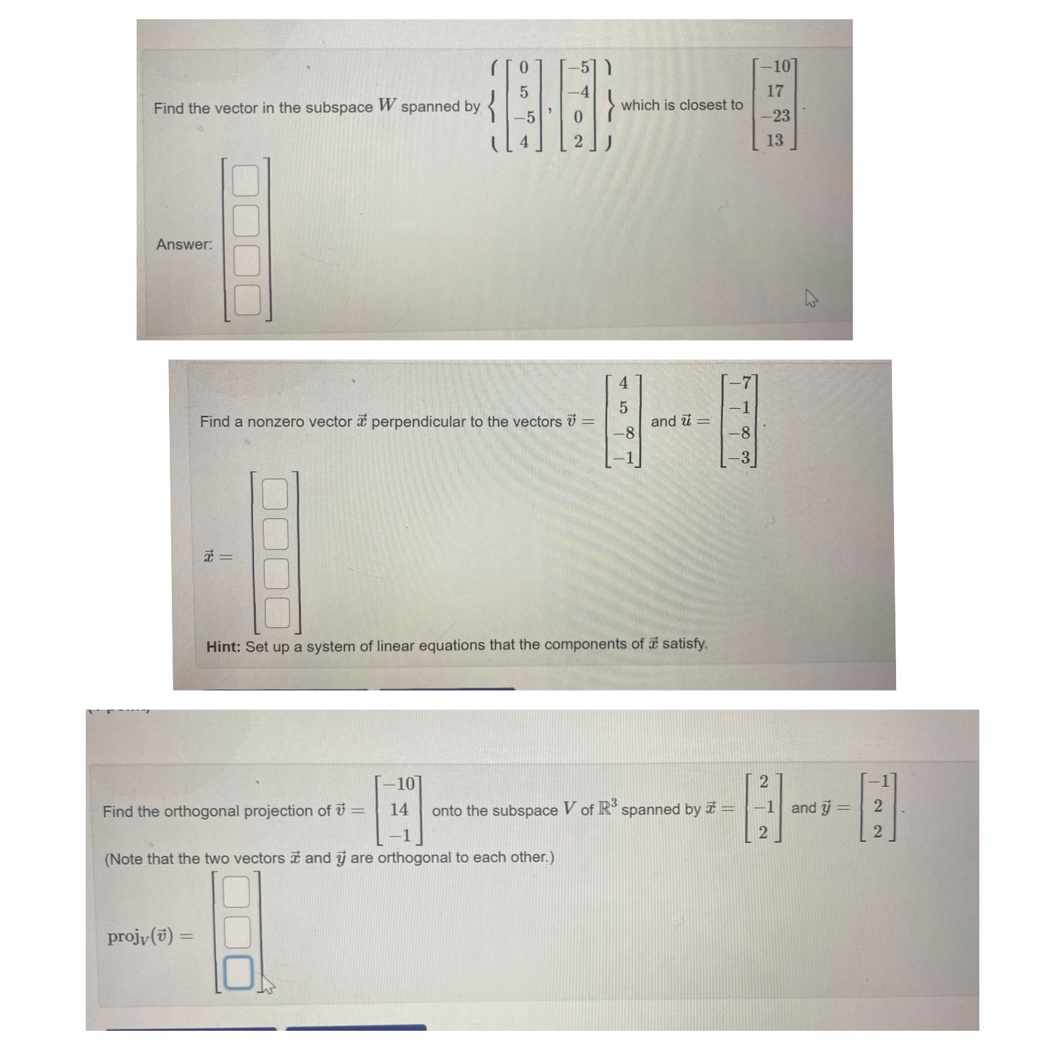 Please need an answer asap -10 he the vector in