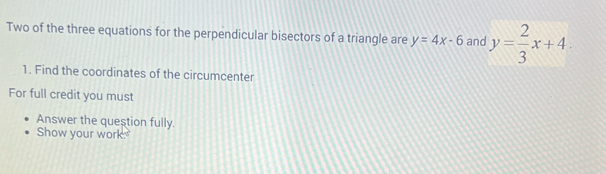 Find the coordinates of the circumcenter 2 Two of