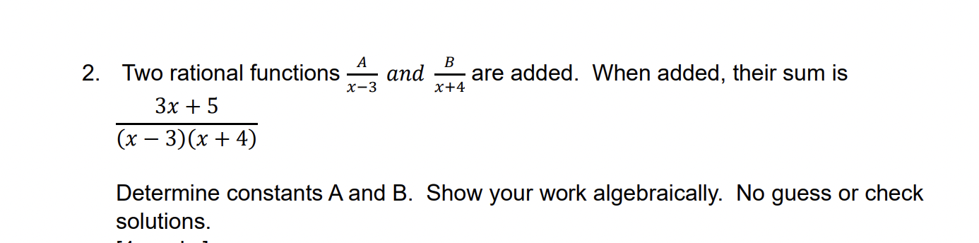 2. Two rational functions 35% and i are added.
