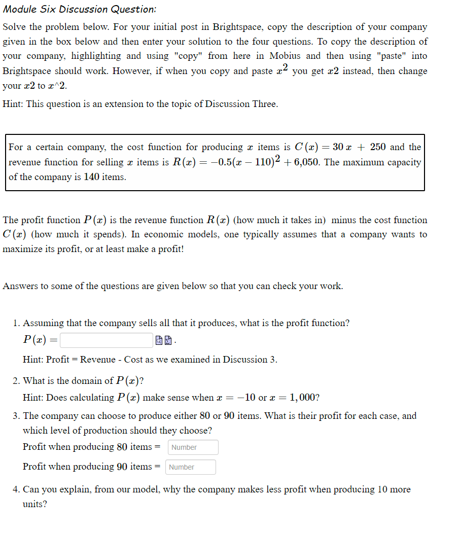 Module Six Discussion Question: Solve the problem