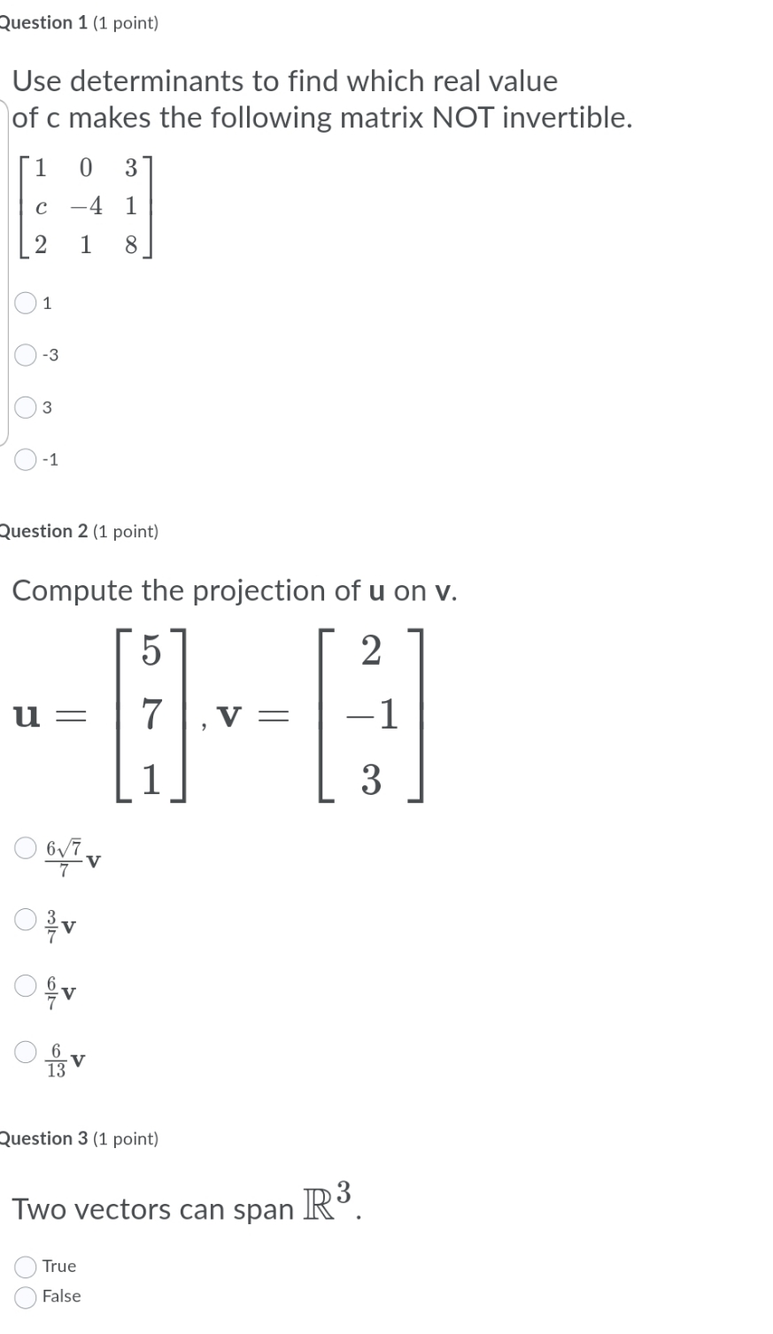 answer questions Question 1 (1 point) Use