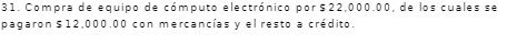 31. Compra de equipo de computo electronico por