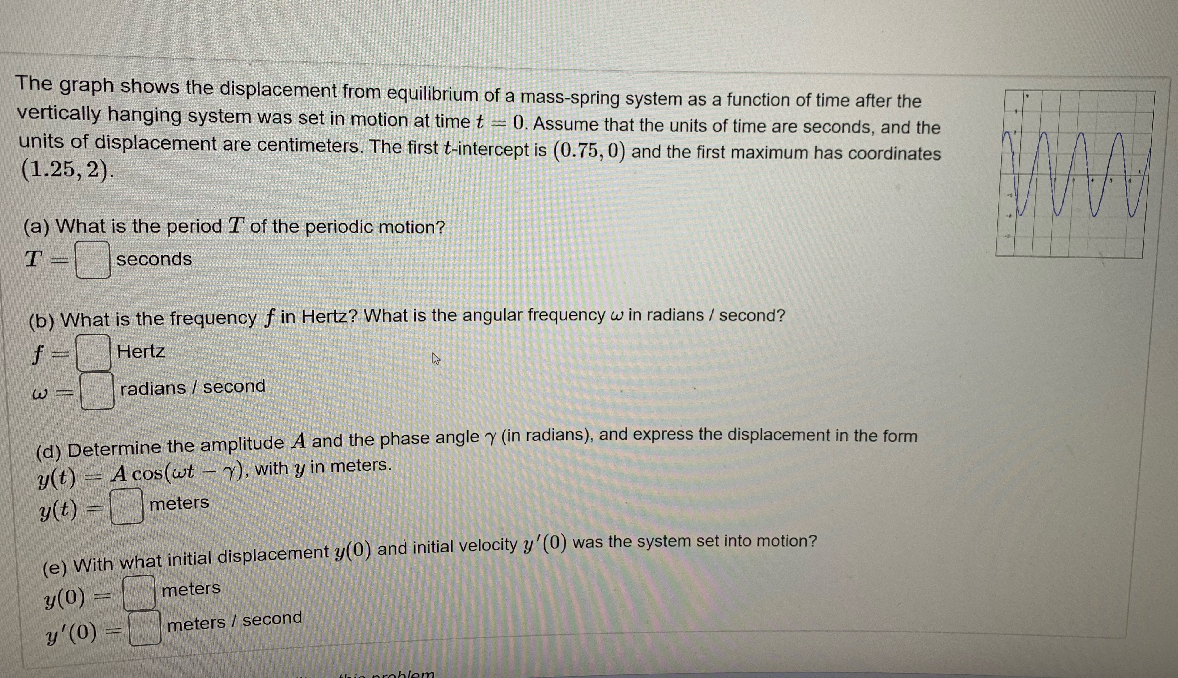 need help solving this problem The graph shows