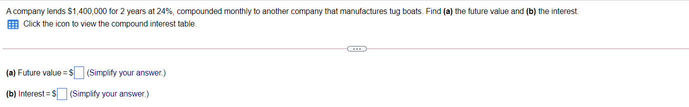 A company lends $1,400,000 for 2 years at 24%,