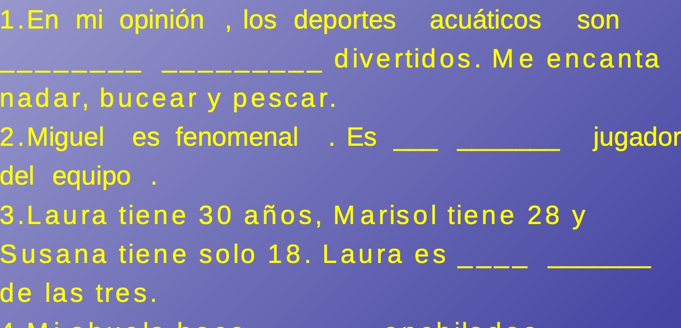 1. En mi opinion , los deportes acuaticos son