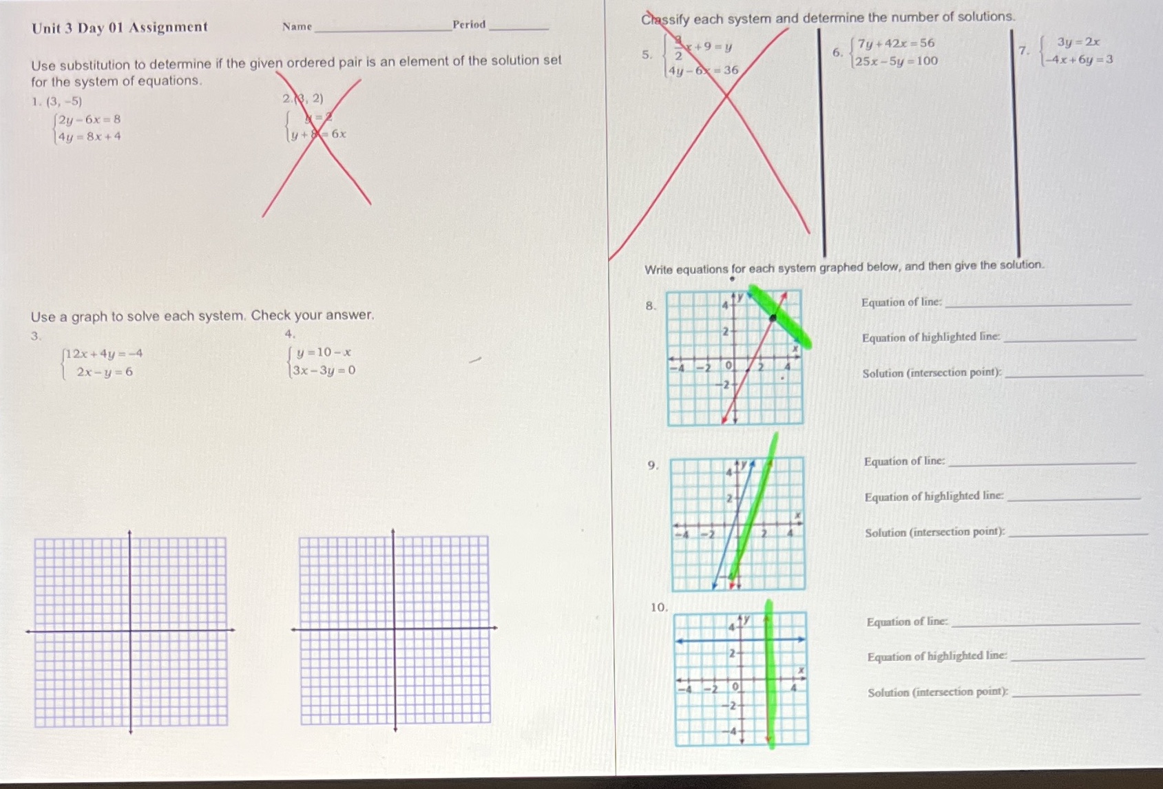 i need help with 1-10 except 2/5 Unit 3 Day 01