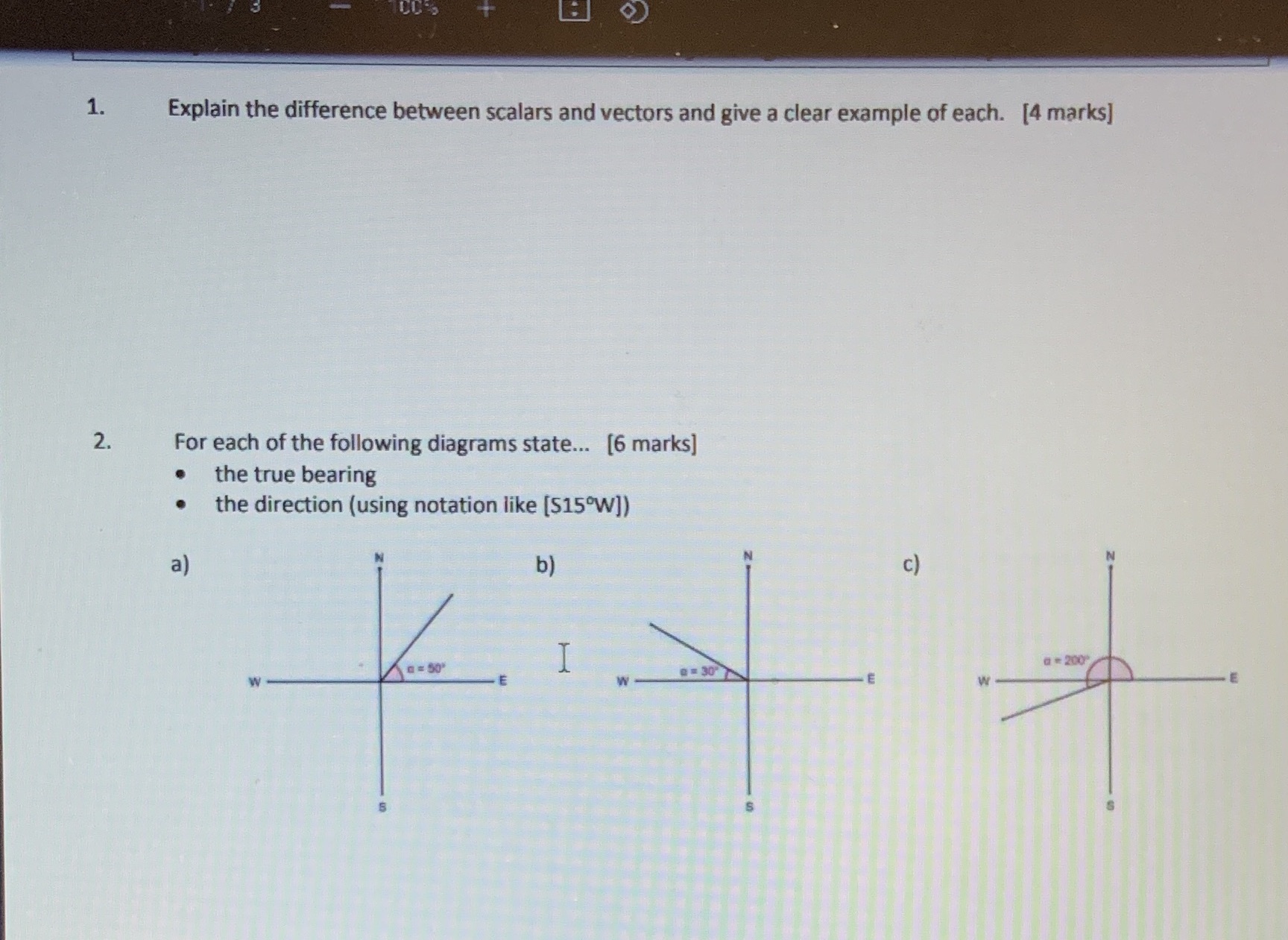 1. Explain the difference between scalars and