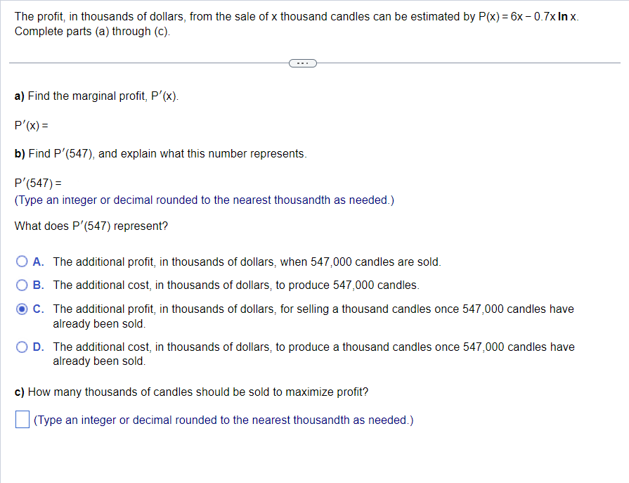 The prot. in thousands of dollars, from the sale