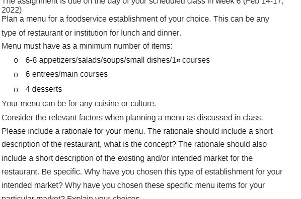 The assignment is Que on the day of your