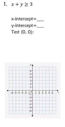1. xty23 x-intercept= y-intercept= Test (0. 0):