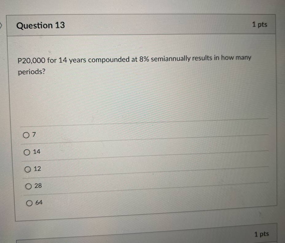 How do you answer this? Question 13 1 pts P20,000