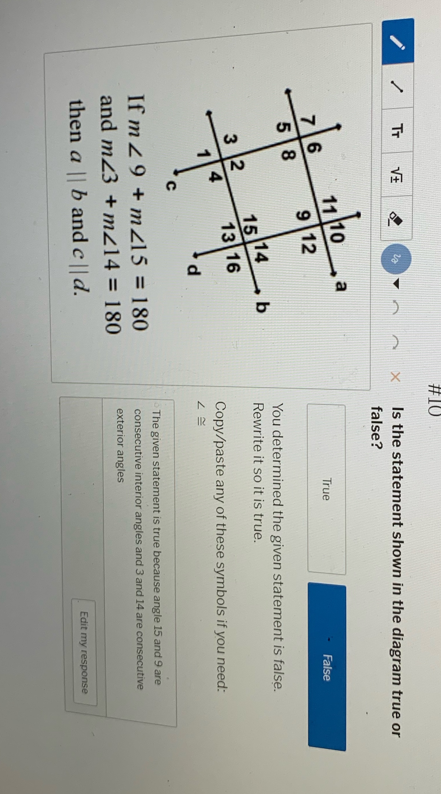 #10 L+! X Is the statement shown in the diagram