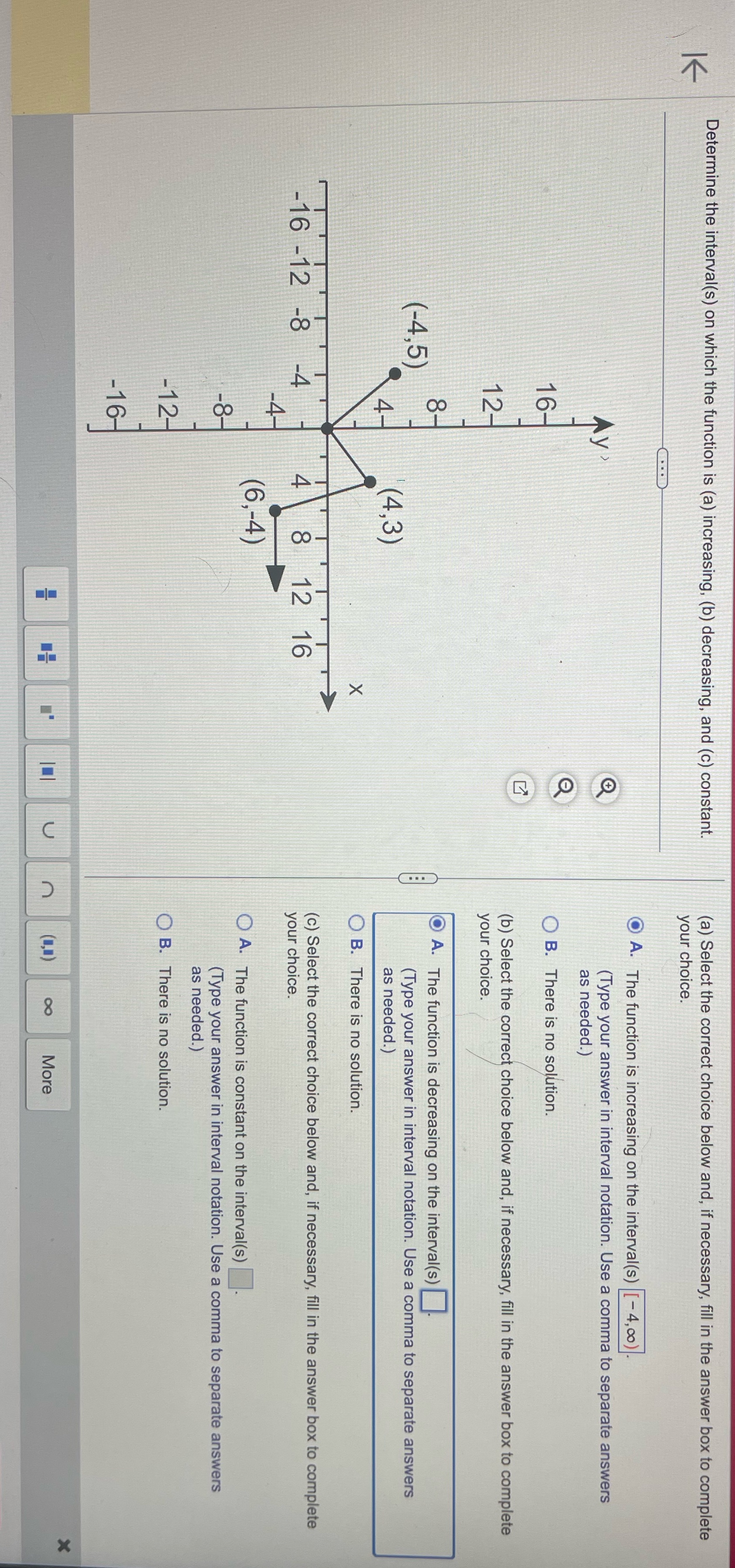 Please answer A B and C Determine the interval(s)