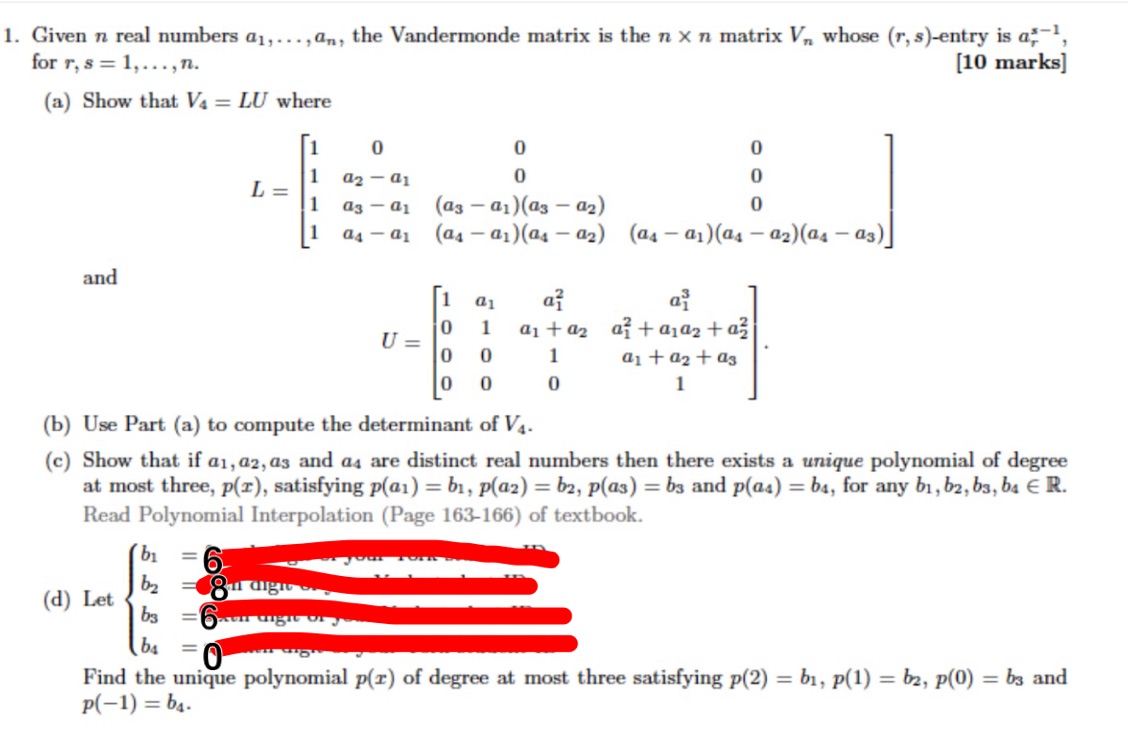 1. Given n real numbers a1, . .., an, the