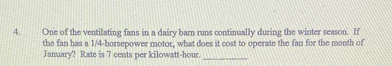 4. One of the ventilating fans in a dairy barn
