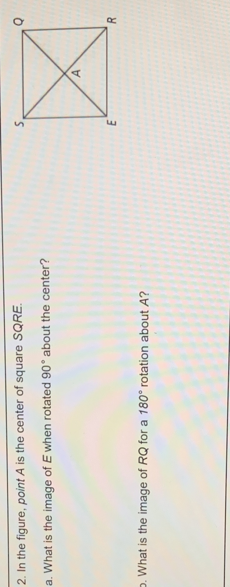 2. In the figure, point A is the center of square