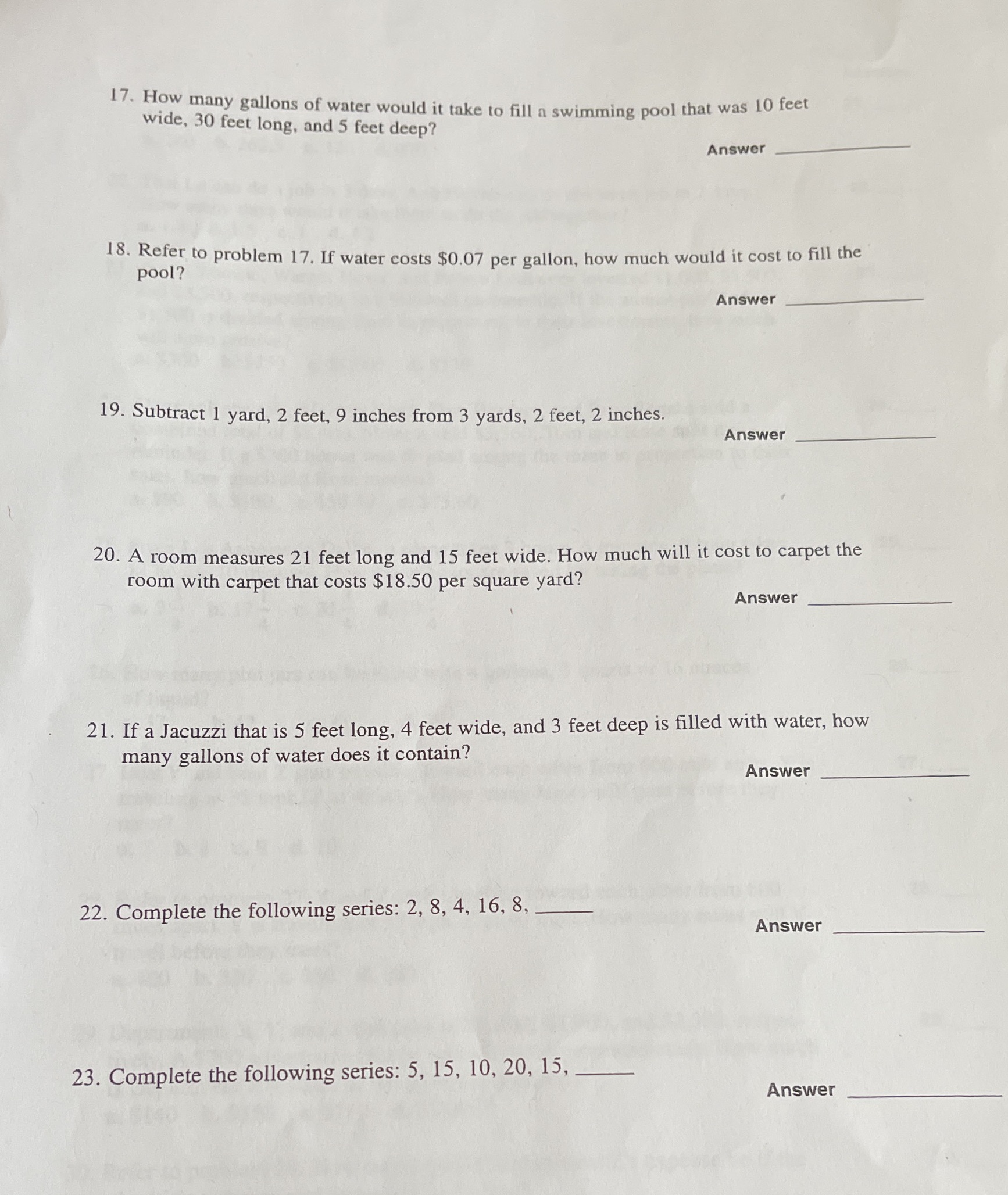 17. How many gallons of water would it take to