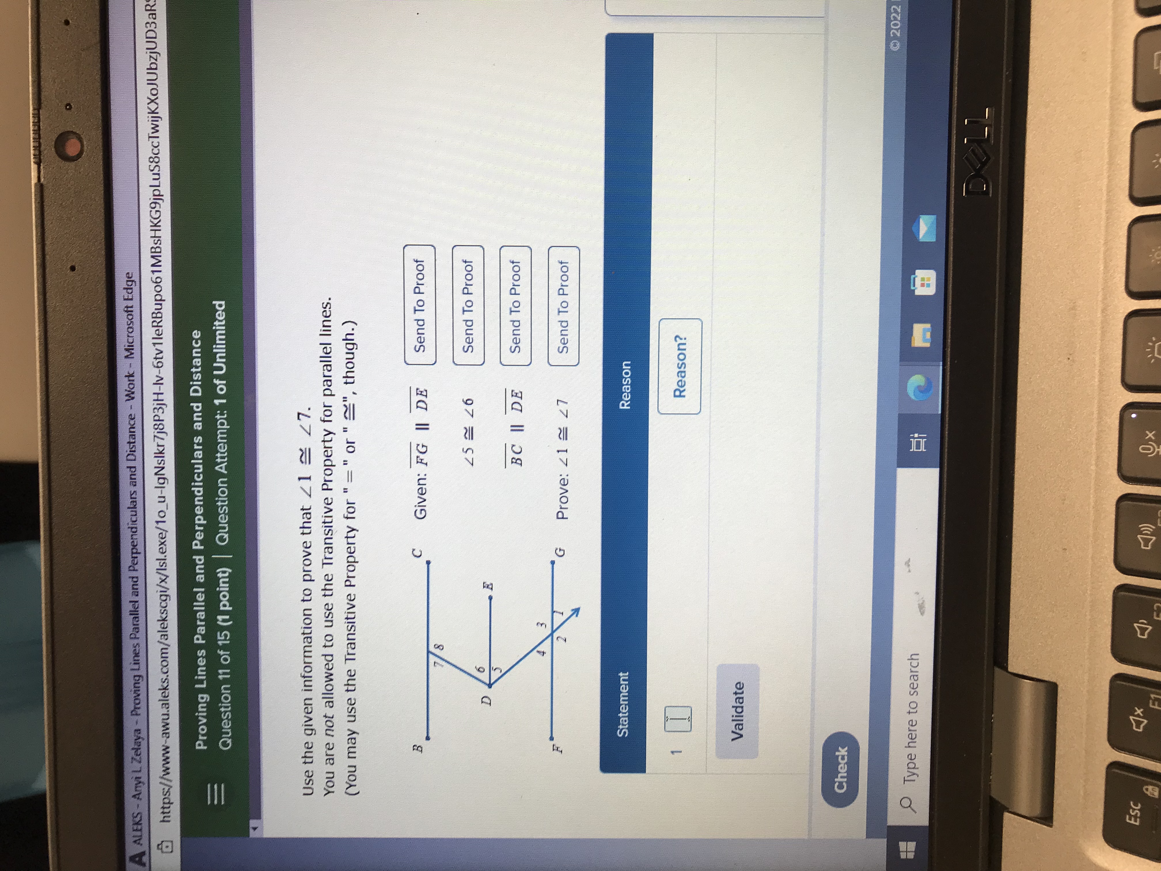 A ALEKS - Anyi L Zelaya - Proving Lines Parallel