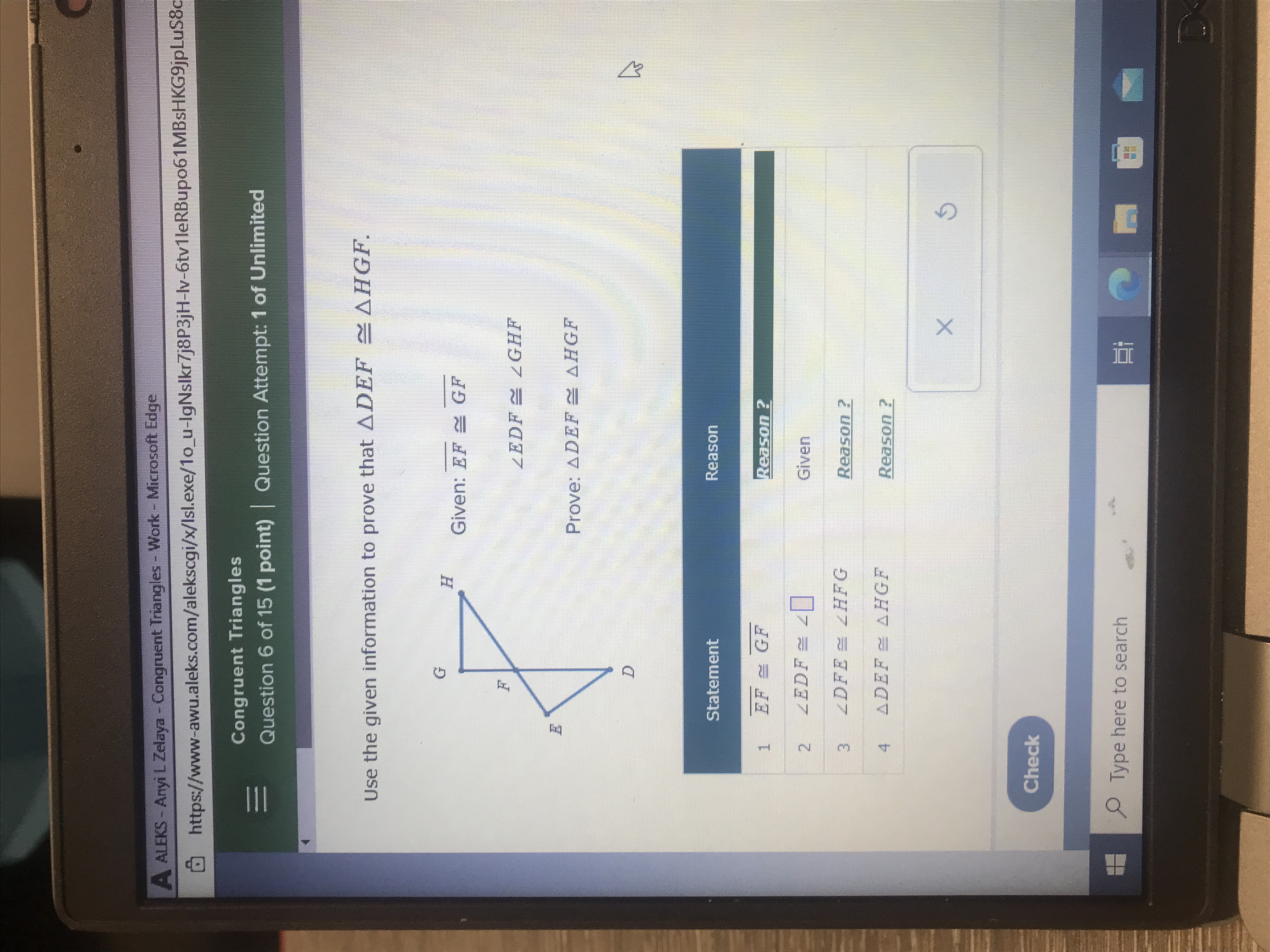 A ALEKS - Anyi L Zelaya - Proving Lines Parallel