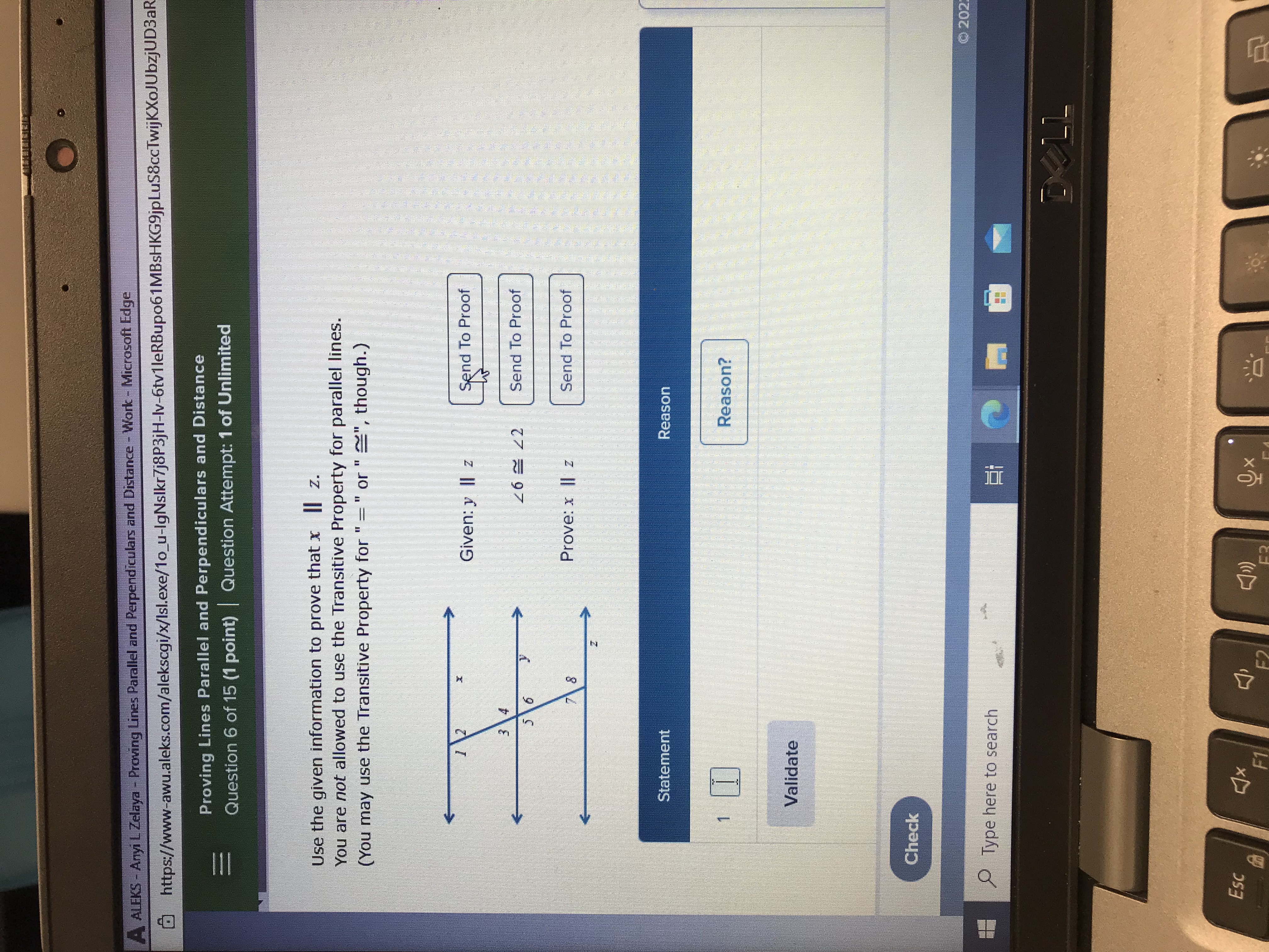 A ALEKS - Anyi L Zelaya - Proving Lines Parallel