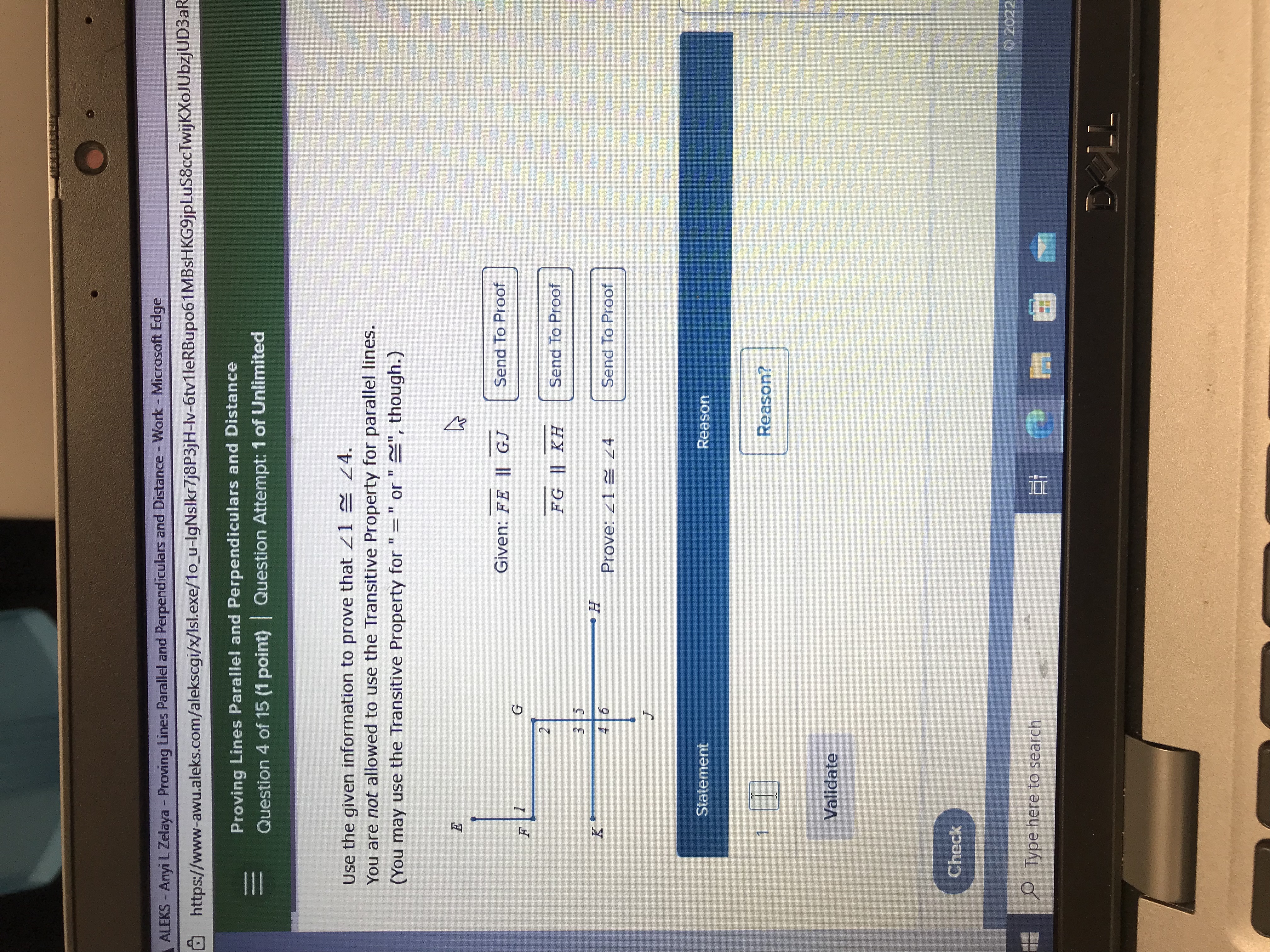 A ALEKS - Anyi L Zelaya - Proving Lines Parallel